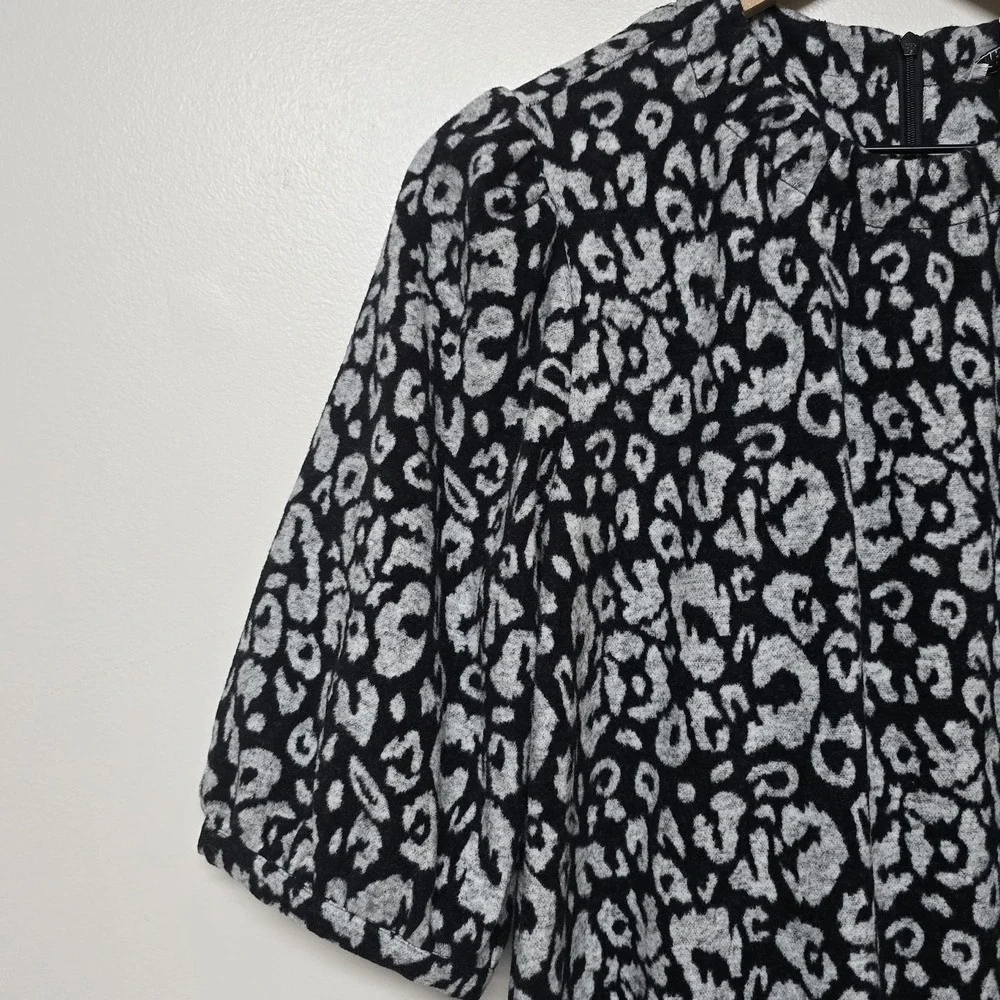 Tyler Boe Women's Short Shift Dress Leopard Print Half Sleeve Ruffle Hem Sz S‎